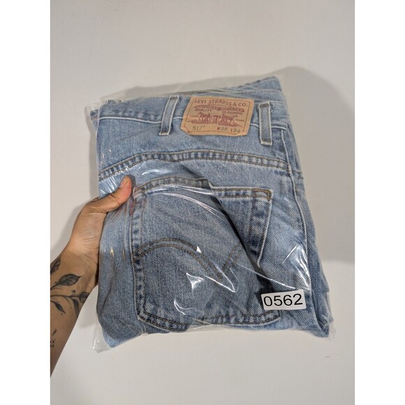 Levi's 517 Mens Blue Relaxed Boot Cut Jeans Sz 38 Vintage Western Streetwear - Picture 11 of 11